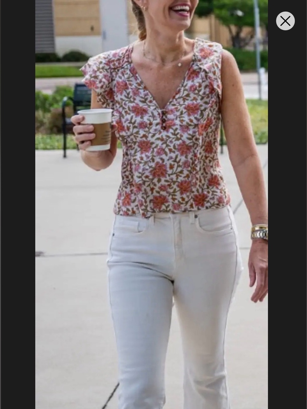 Veronica beard Joi top Floral V-Neck Flutter Sleeve Top
